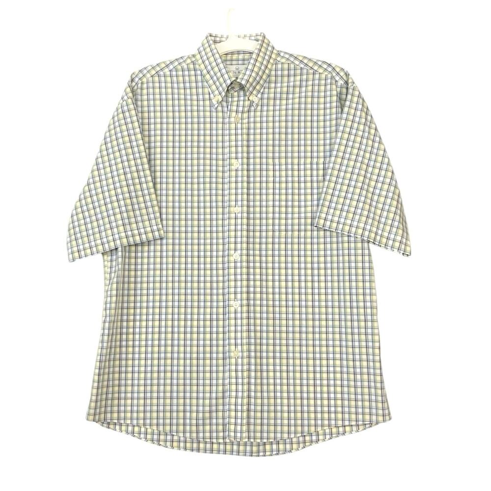 ENRO Men's Multicolor Non-Iron Poplin Short Sleeve Button-Up Preppy Shirt SZ M